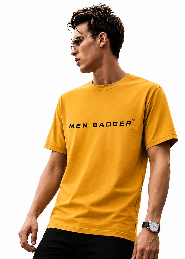 modern mustard yellow tshirt men badger